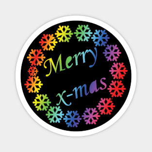 Merry X-mas Typography Design - Rainbow Version Magnet